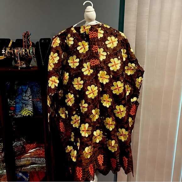 VTG African Nigeria Dashiki Kaftan Top Shirt and Pant Men & Womens Lace - Picture 7 of 9